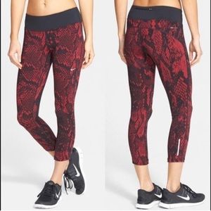 Nike Dri Fit cropped leggings, Snakeskin red